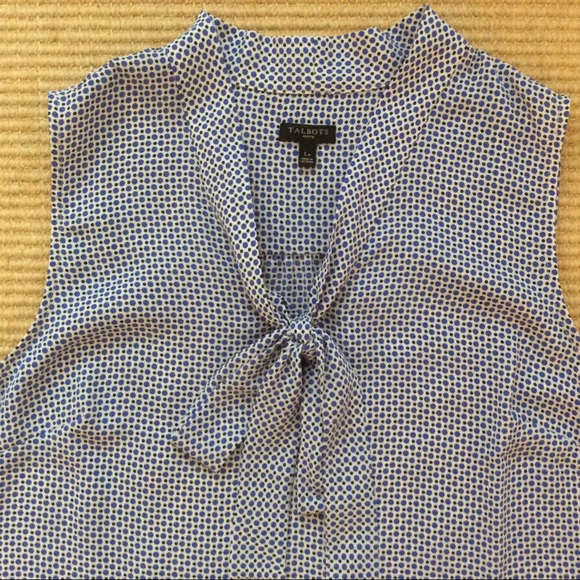 Talbots Blue Sleeveless V-Neck Front Tie Top - LP - Picture 4 of 11